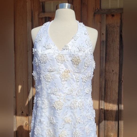 Embellished Halter Wedding Dress David's Bridal Michaelangelo - Picture 3 of 16